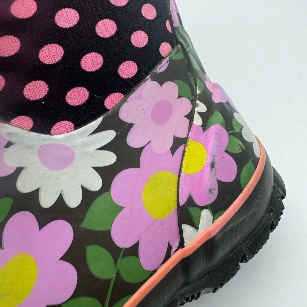 Bogs Girls Classic‎ Flowers Dots Pink Insulated Snow Winter Boots Size 3